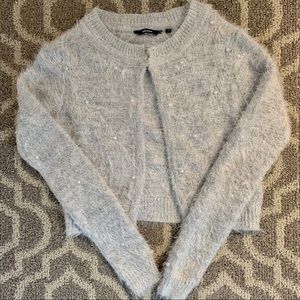 NWOT - Grey pearl embellished jacket.